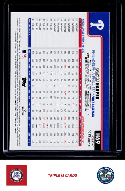 2025 Topps Holiday #H69 Bryce Harper