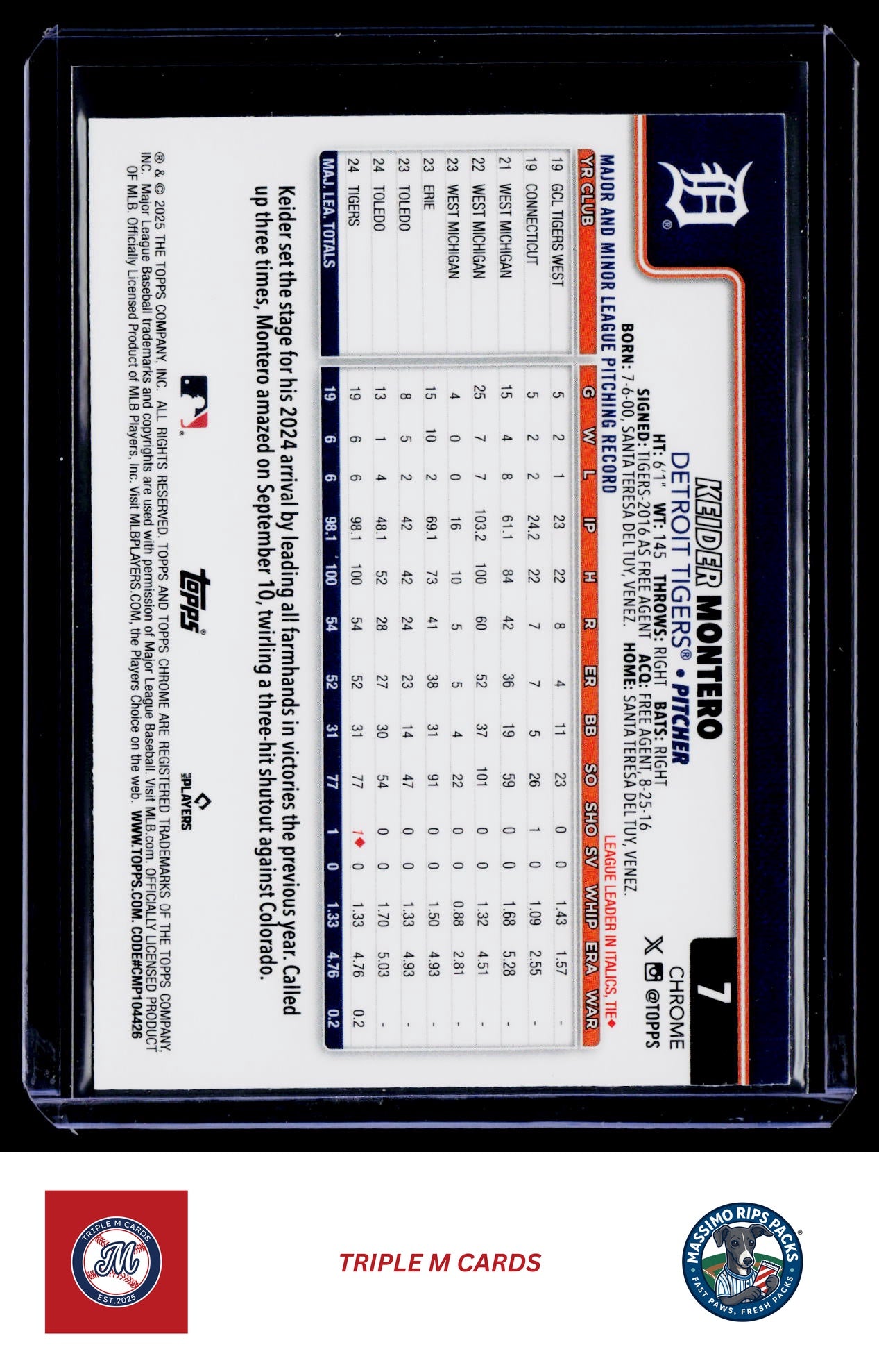 2025 Topps Chrome #7 Keider Montero Sepia Refractors