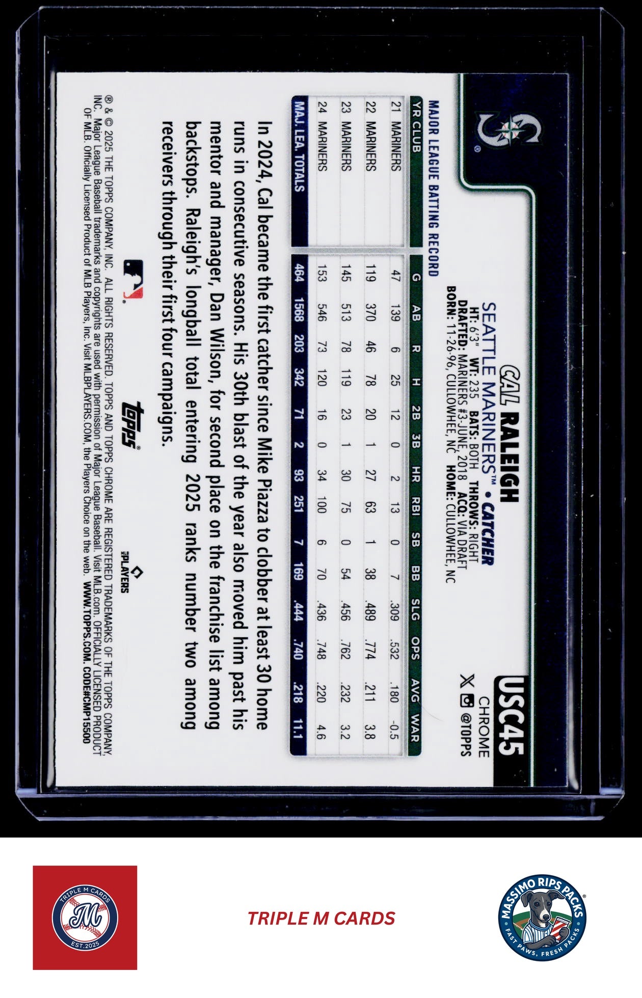 2025 Topps Chrome Update #USC45b Cal Raleigh