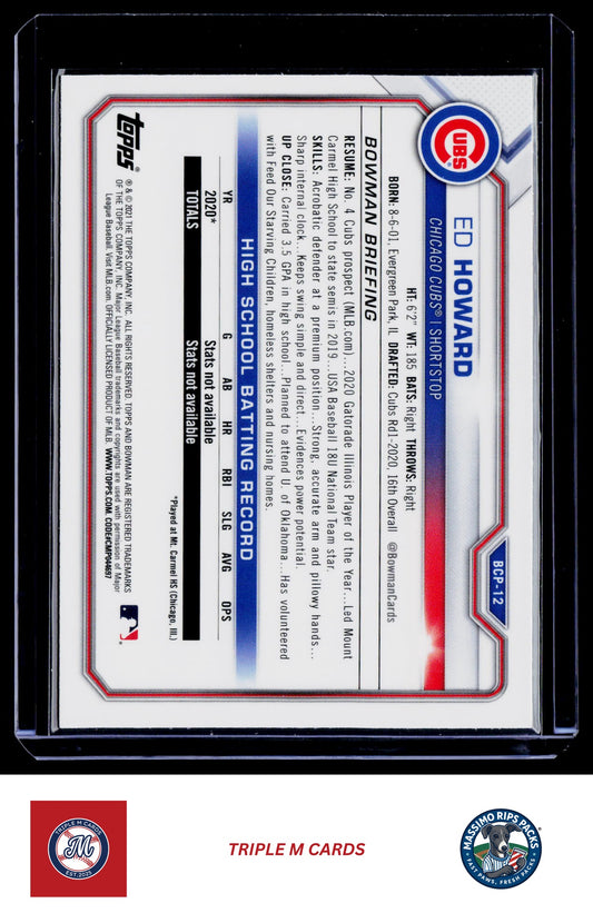2021 Bowman #BCP-12 Ed Howard Chrome Prospects Mojo Refractor