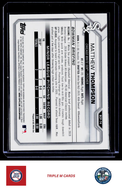 2021 Bowman #BCP-74 Matthew Thompson Chrome Prospects Mojo Refractor