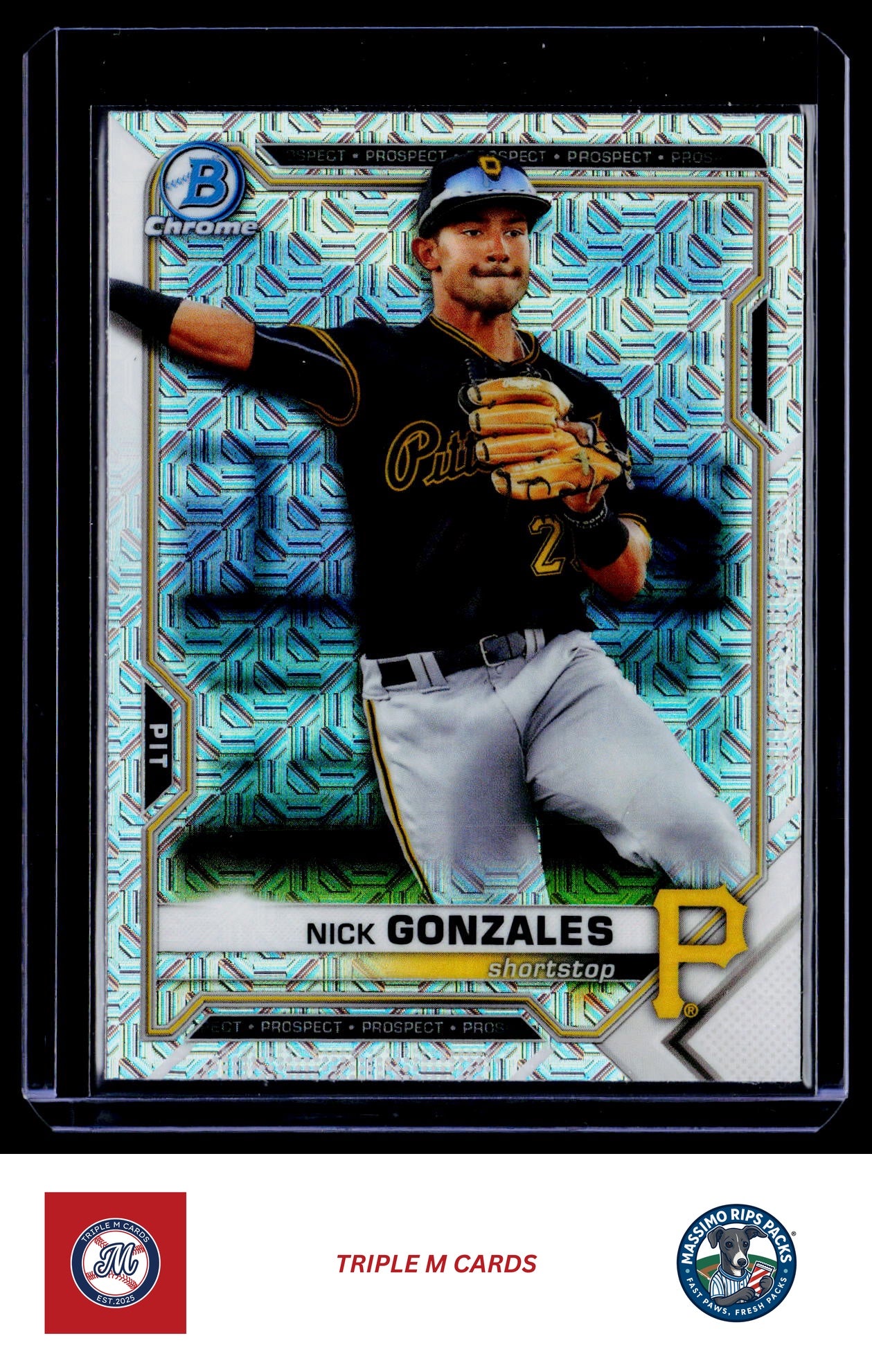 2021 Bowman #BCP-34 Nick Gonzales Chrome Prospects Mojo Refractor Gold #/50