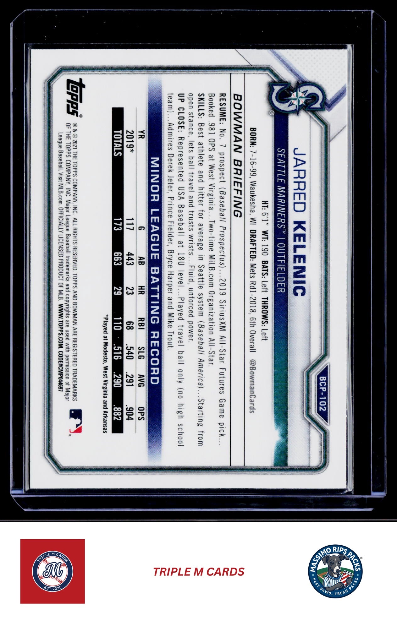 2021 Bowman #BCP-102 Jarred Kelenic Chrome Prospects