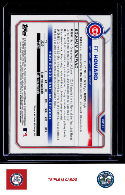 2021 Bowman #BCP-12 Ed Howard Chrome Prospects Mojo Refractor