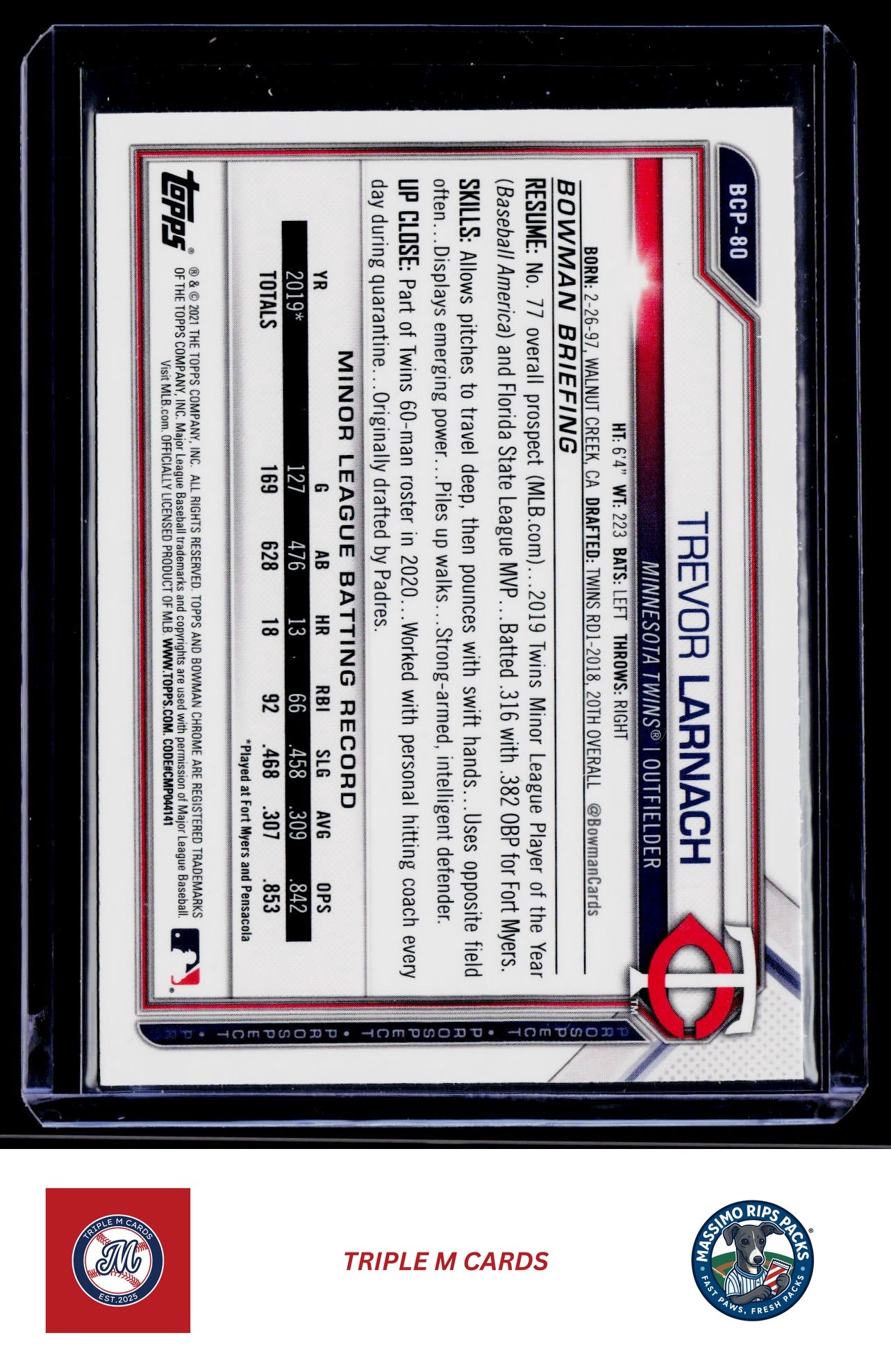 2021 Bowman #BCP-80 Trevor Larnach Chrome Prospects