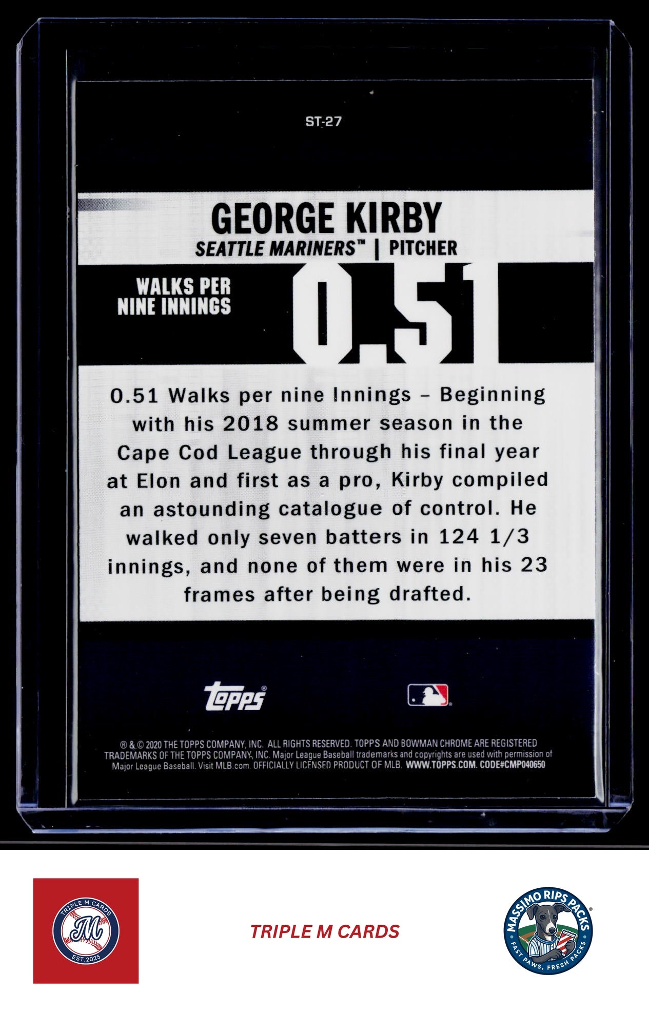 2020 Bowman Chrome #ST-27 George Kirby Stat Tracker