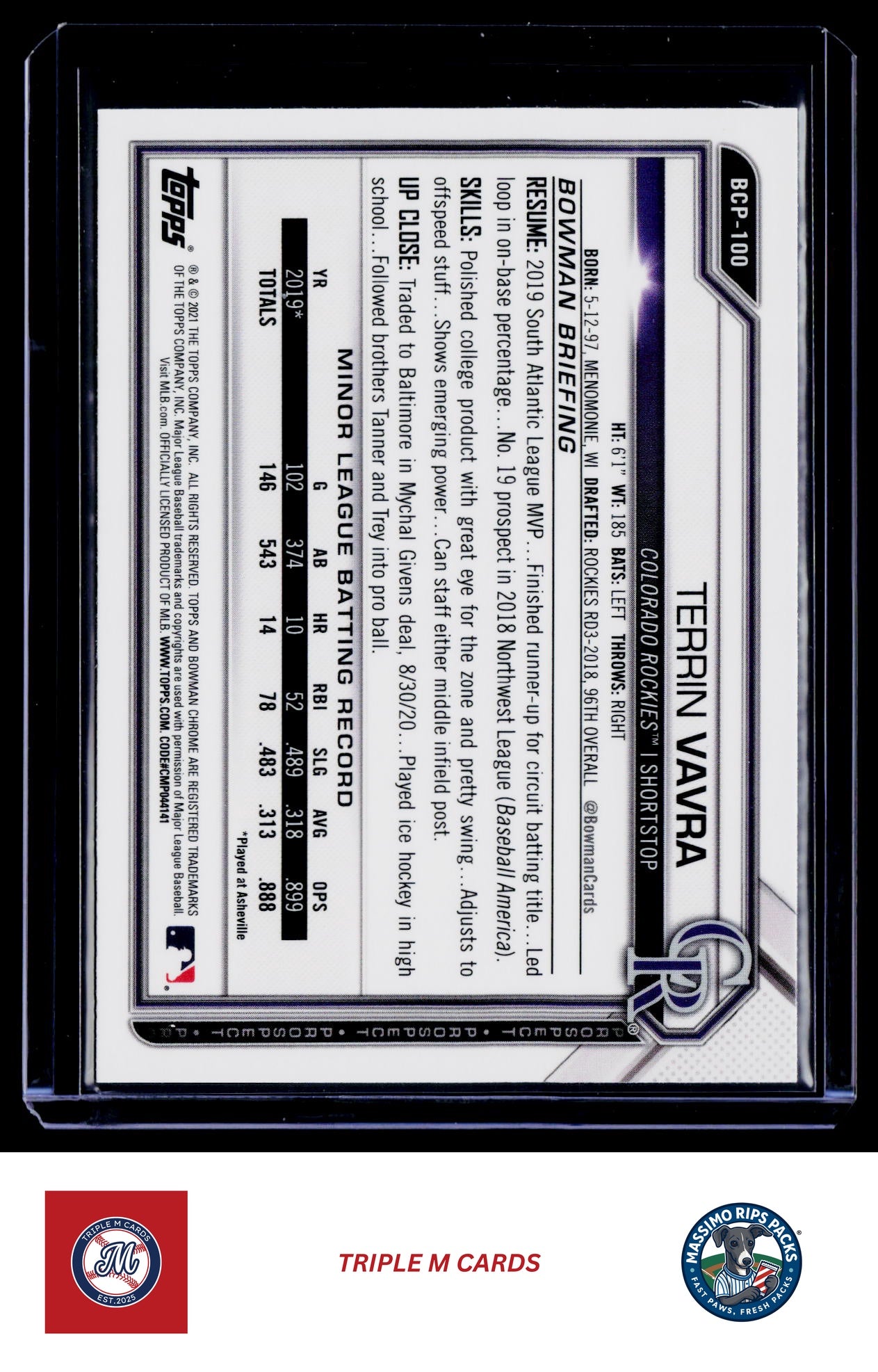 2021 Bowman #BP-100 Terrin Vavra Prospects Camo