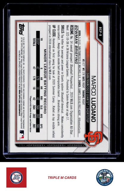2021 Bowman #BCP-8 Marco Luciano Chrome Prospects