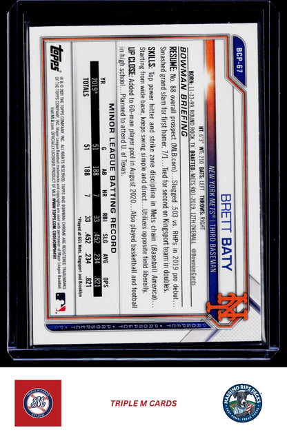 2021 Bowman #BCP-67 Brett Baty Chrome Prospects