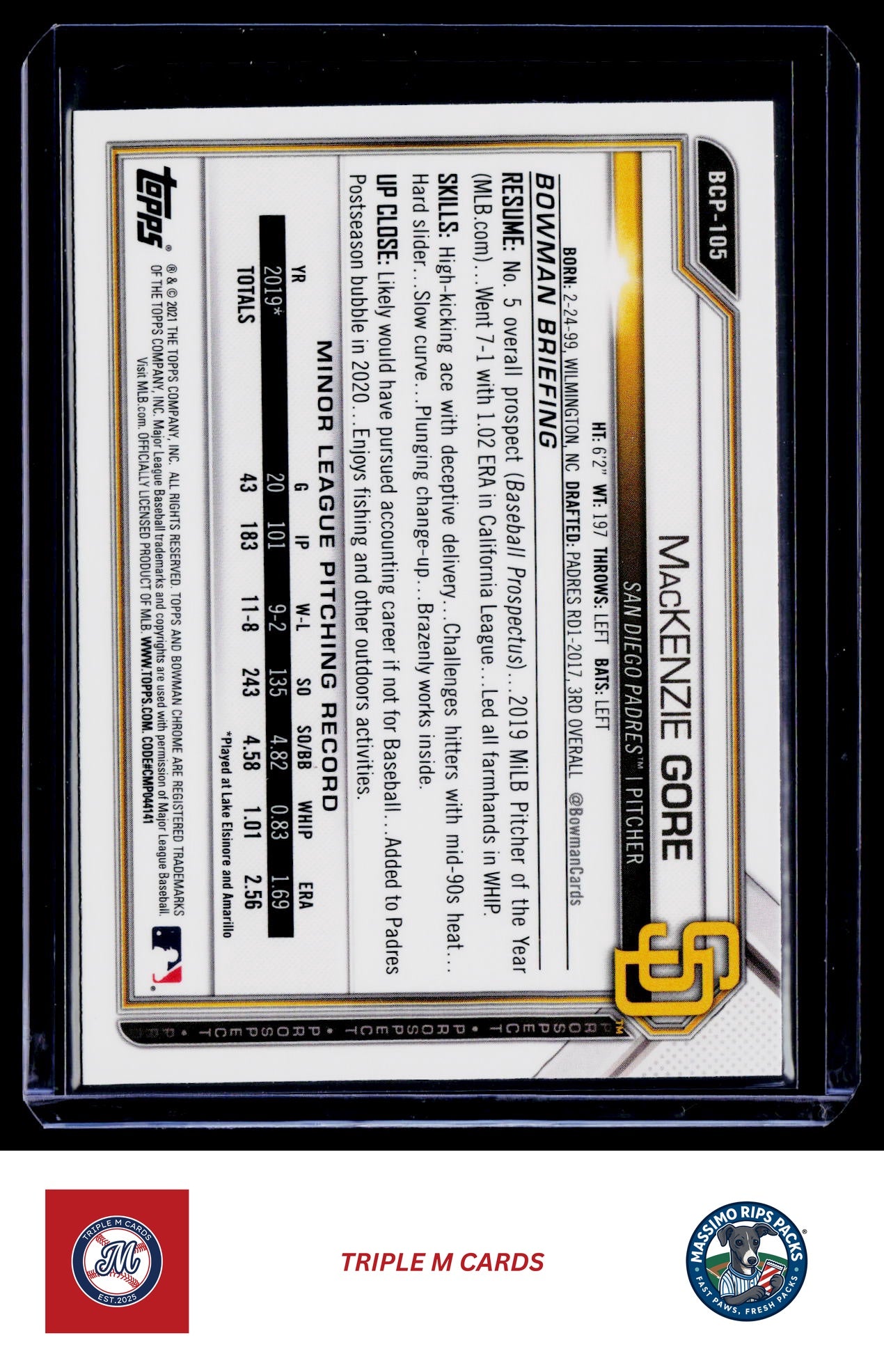 2021 Bowman #BCP-105 MacKenzie Gore Chrome Prospects