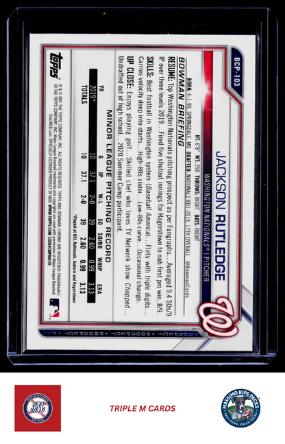 2021 Bowman #BCP-103 Jackson Rutledge Chrome Prospects