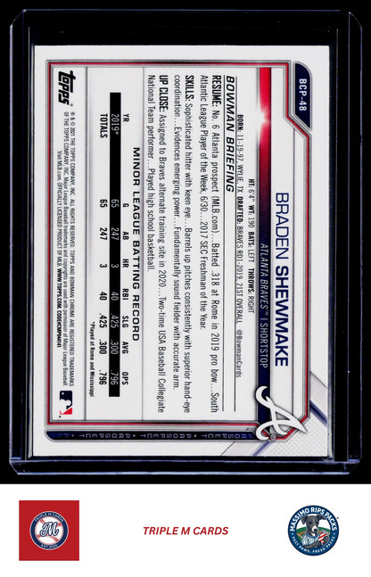 2021 Bowman #BCP-48 Braden Shewmake Chrome Prospects