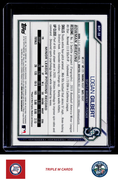 2020 Bowman #BCP-58 Logan Gilbert Chrome Prospects