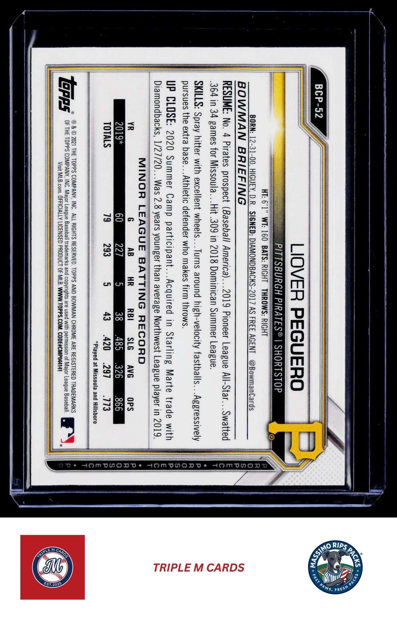 2021 Bowman #BCP-52 Liover Peguero Chrome Prospects