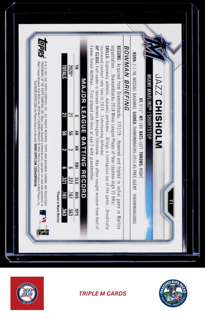 2021 Bowman #71 Jazz Chisholm