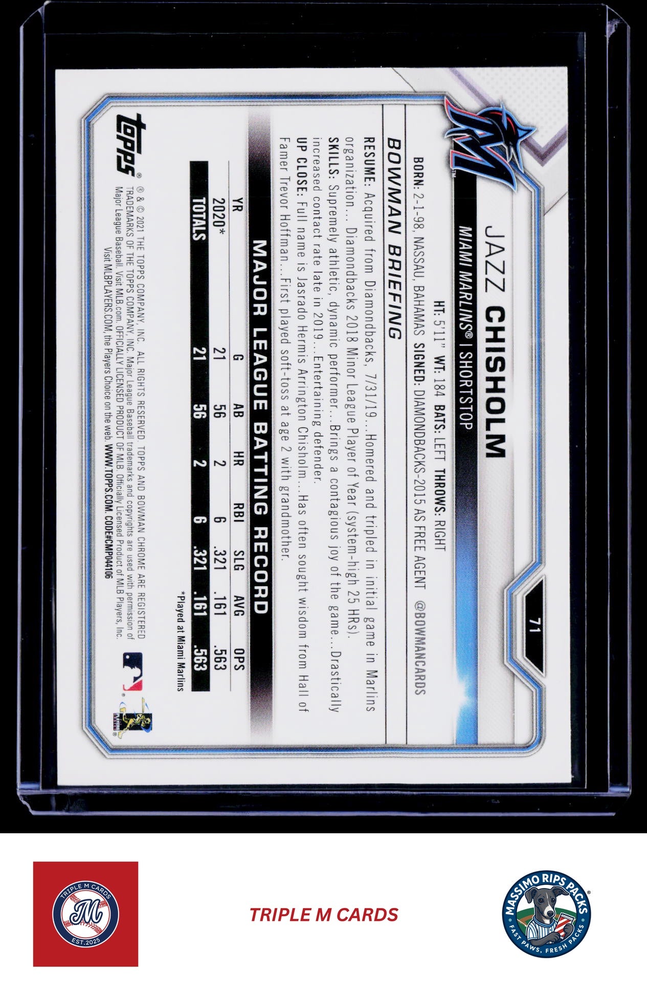 2021 Bowman #71 Jazz Chisholm