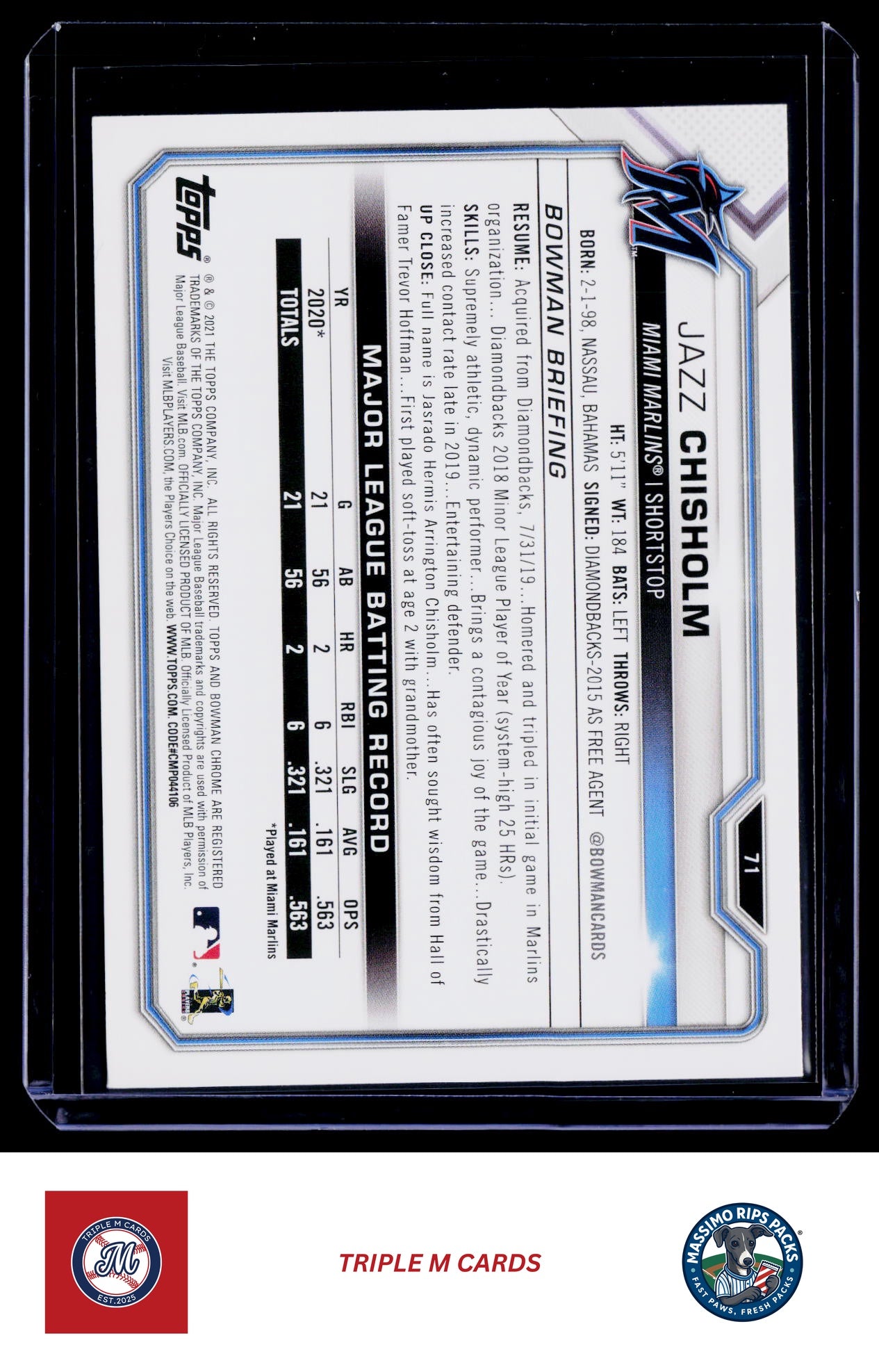 2021 Bowman #71 Jazz Chisholm