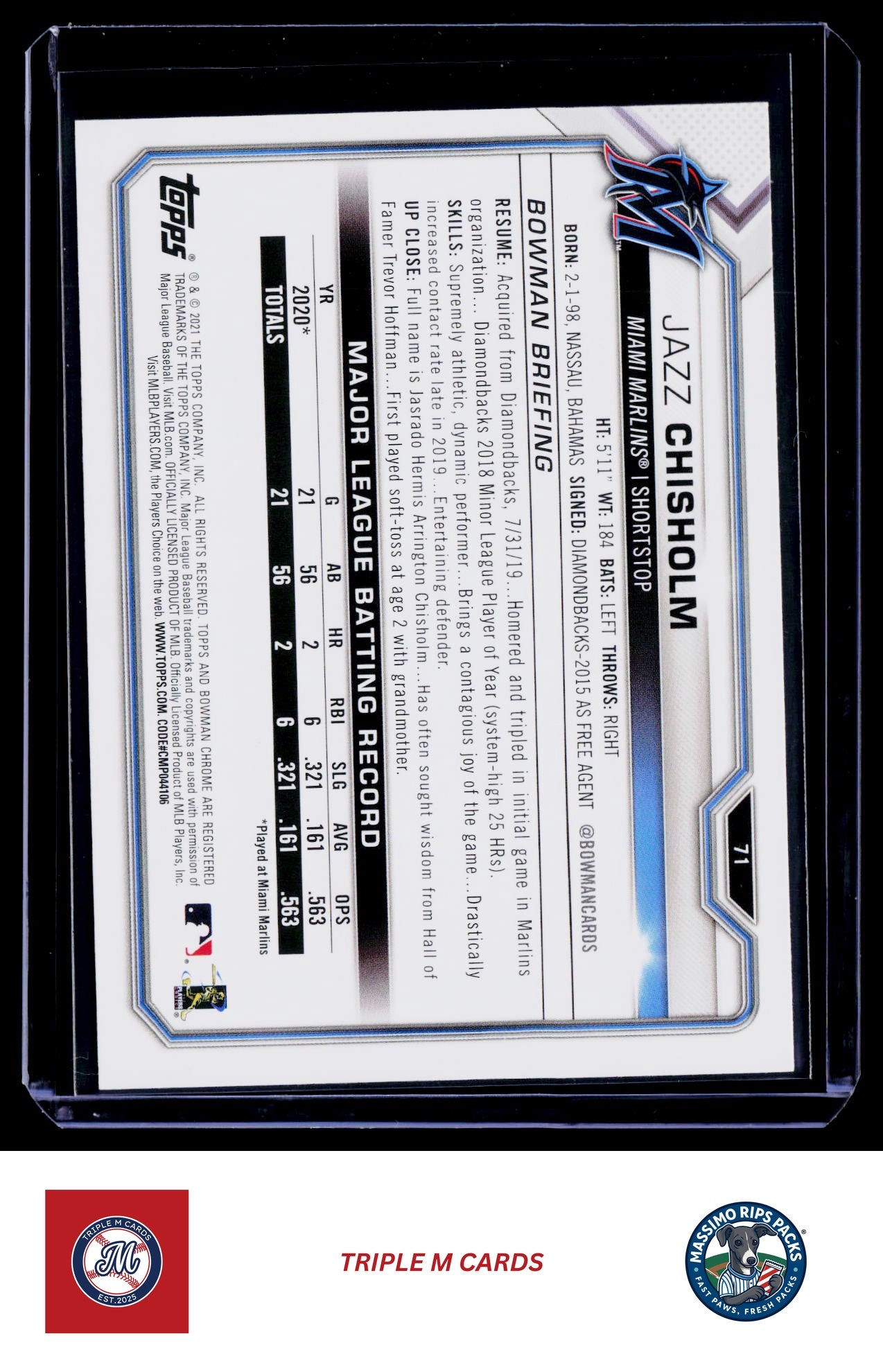 2021 Bowman #71 Jazz Chisholm