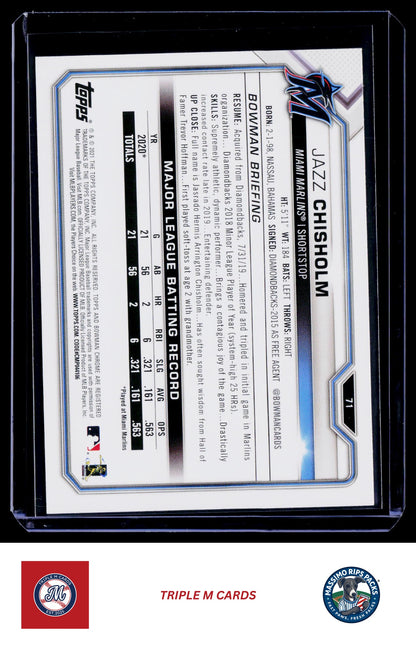 2021 Bowman #71 Jazz Chisholm