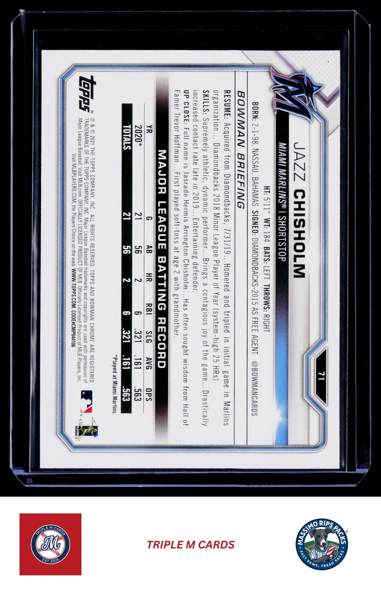 2021 Bowman #71 Jazz Chisholm