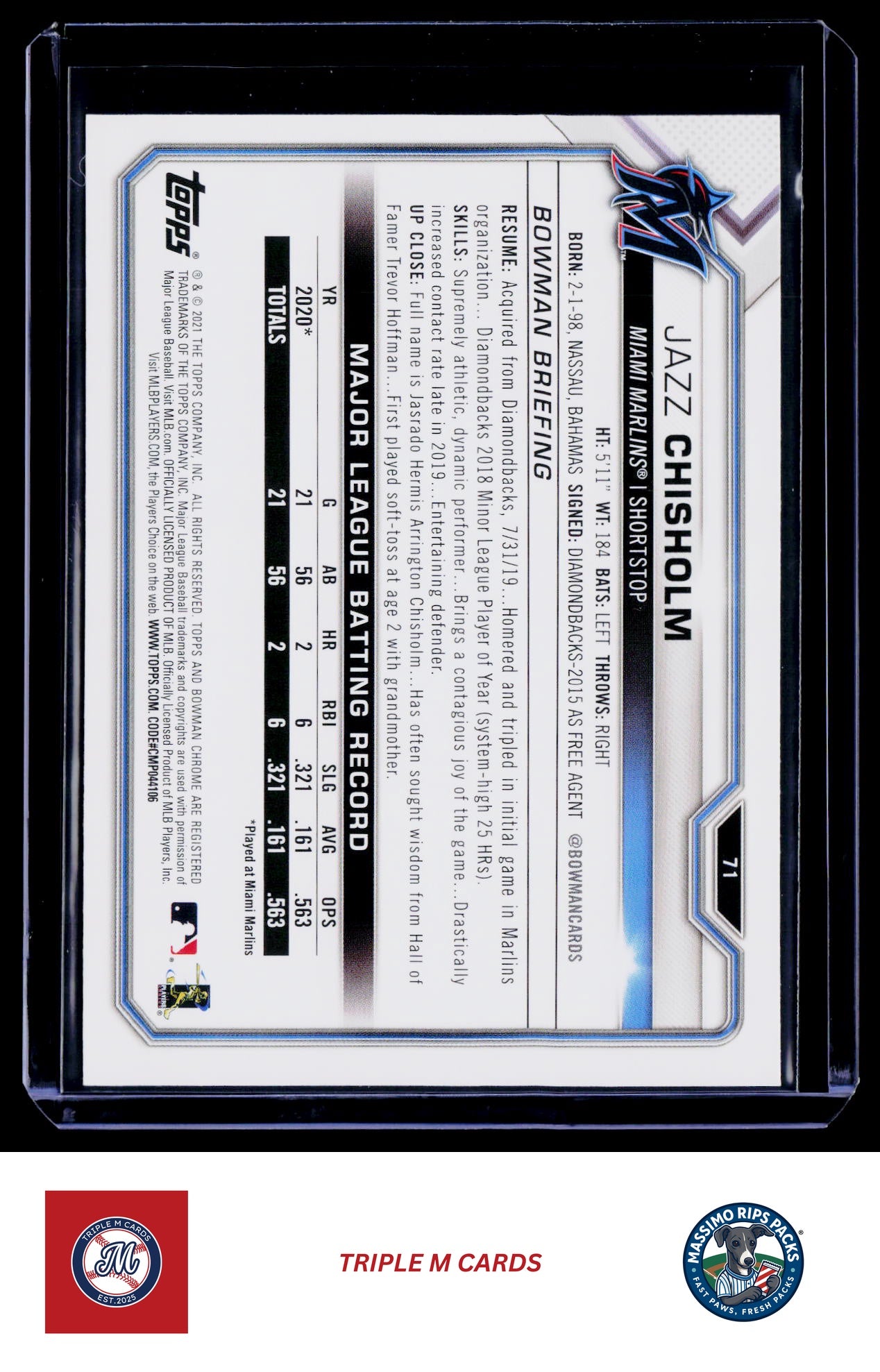 2021 Bowman #71 Jazz Chisholm