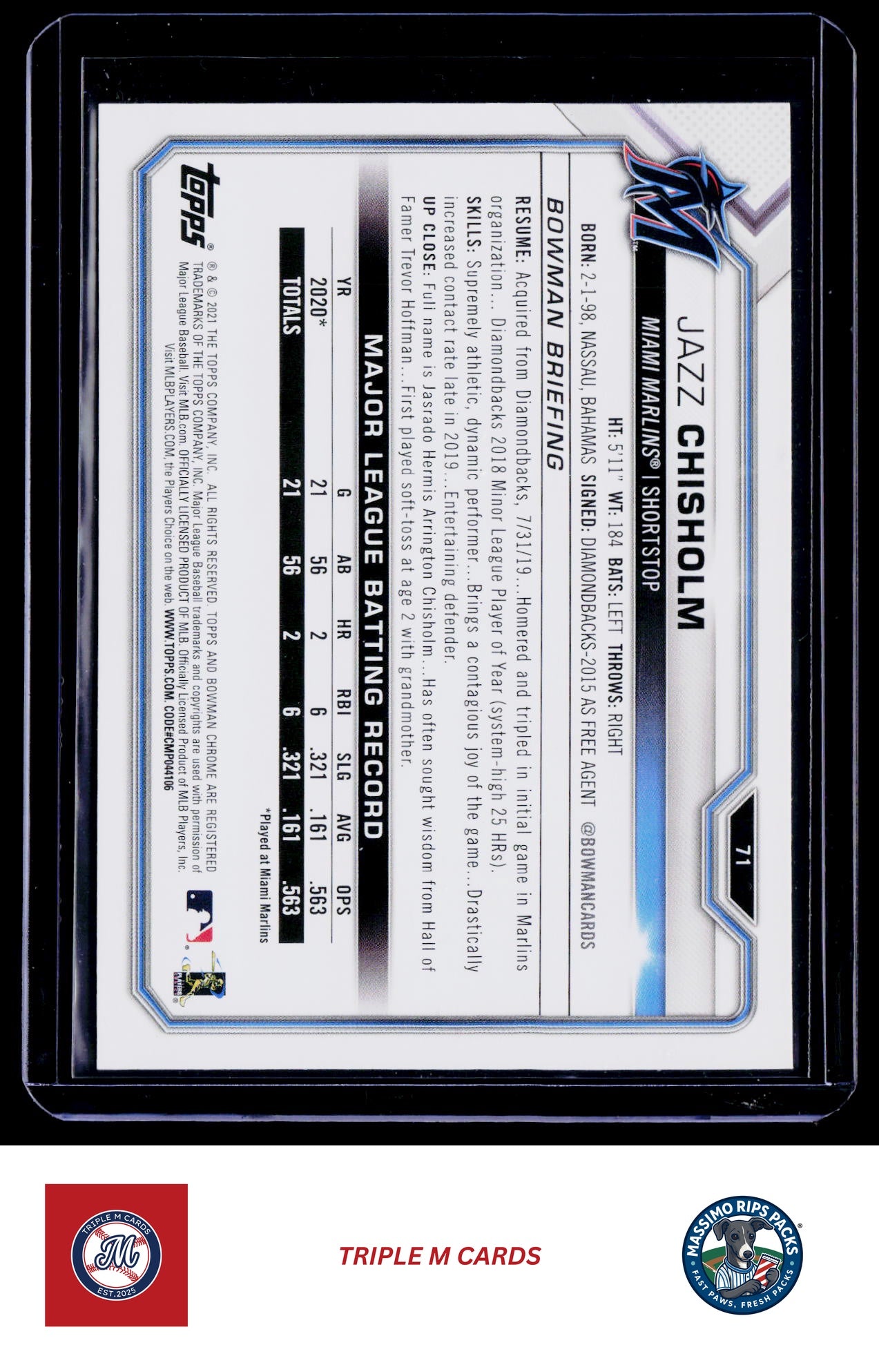 2021 Bowman #71 Jazz Chisholm