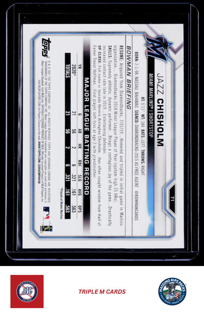 2021 Bowman #71 Jazz Chisholm