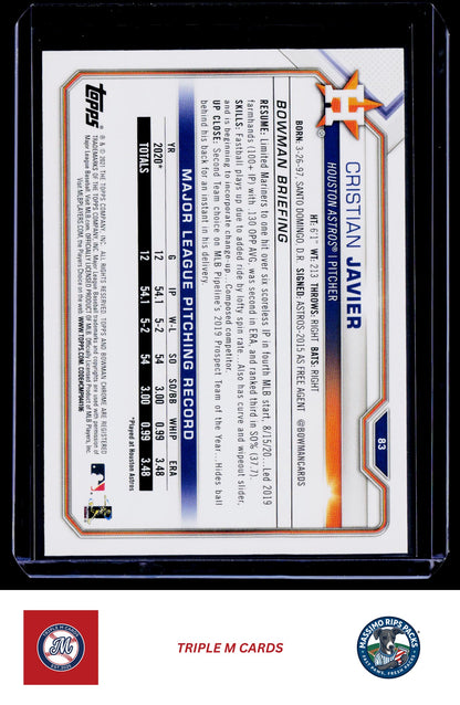 2021 Bowman #83 Cristian Javier