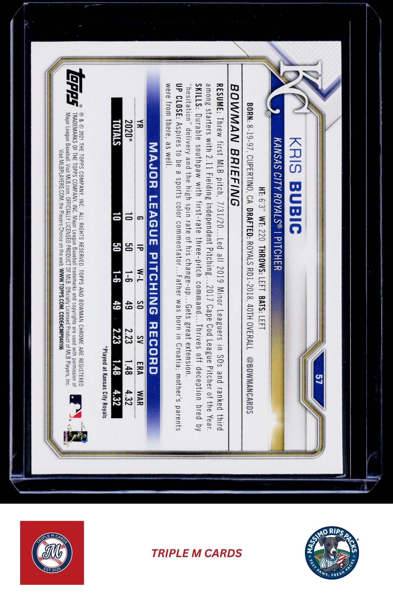 2021 Bowman #57 Kris Bubic