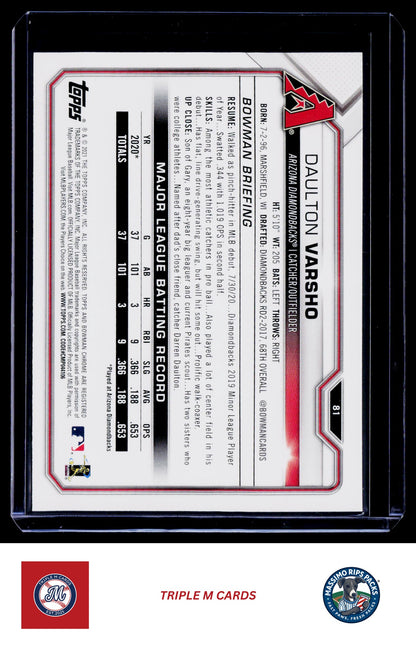 2021 Bowman #81 Daulton Varsho