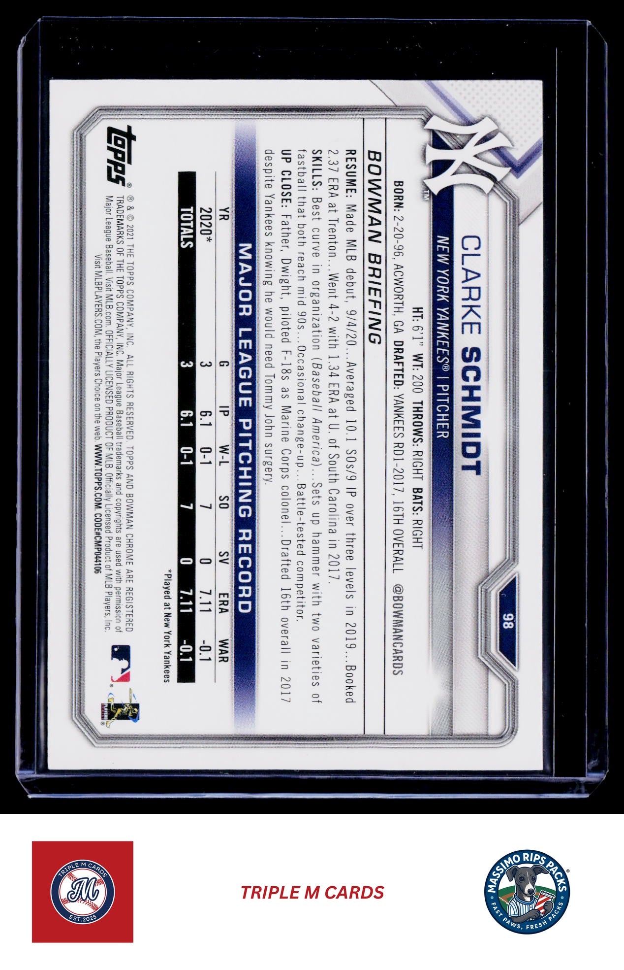 2021 Bowman #98 Clarke Schmidt