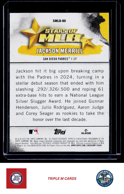 2025 Topps Update #SMLB-80 Jackson Merrill Stars of MLB Pink