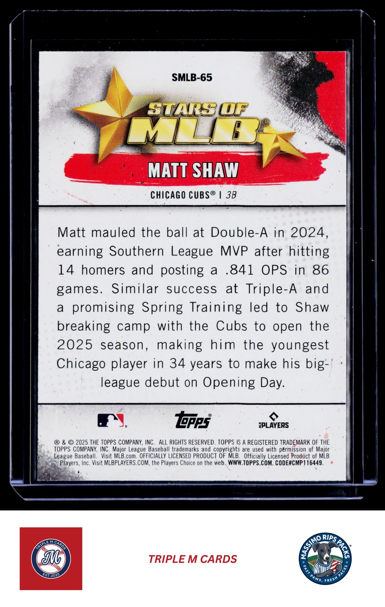 2025 Topps Update #SMLB-65 Matt Shaw Stars of MLB