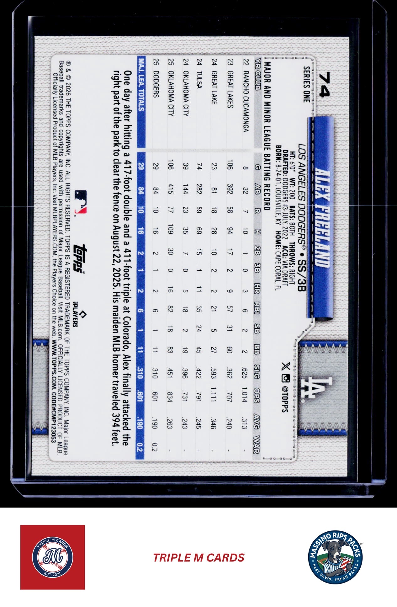 2026 Topps #74 Alex Freeland