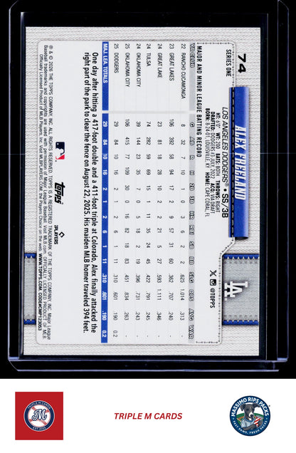 2026 Topps #74 Alex Freeland