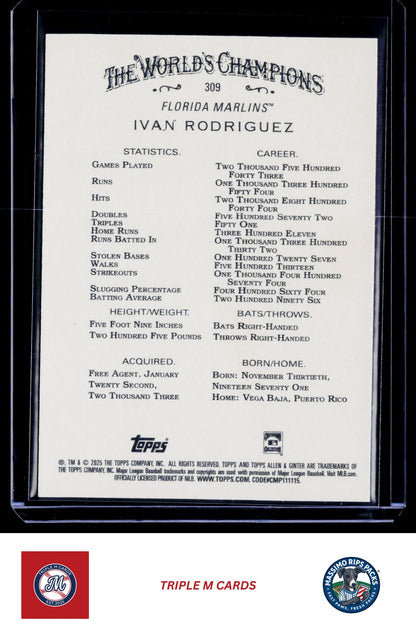 2025 Topps Allen & Ginter #309 Ivan Rodriguez