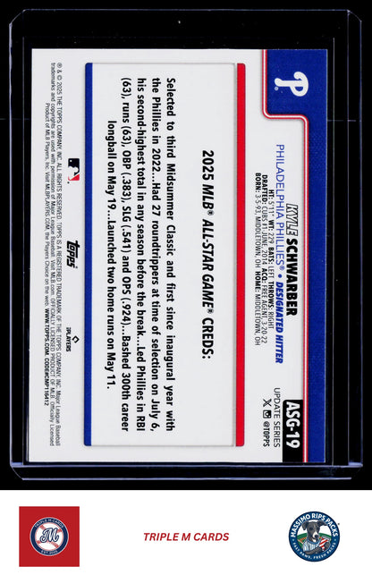 2025 Topps Update #ASG-19 Kyle Schwarber 2025 All-Star Game