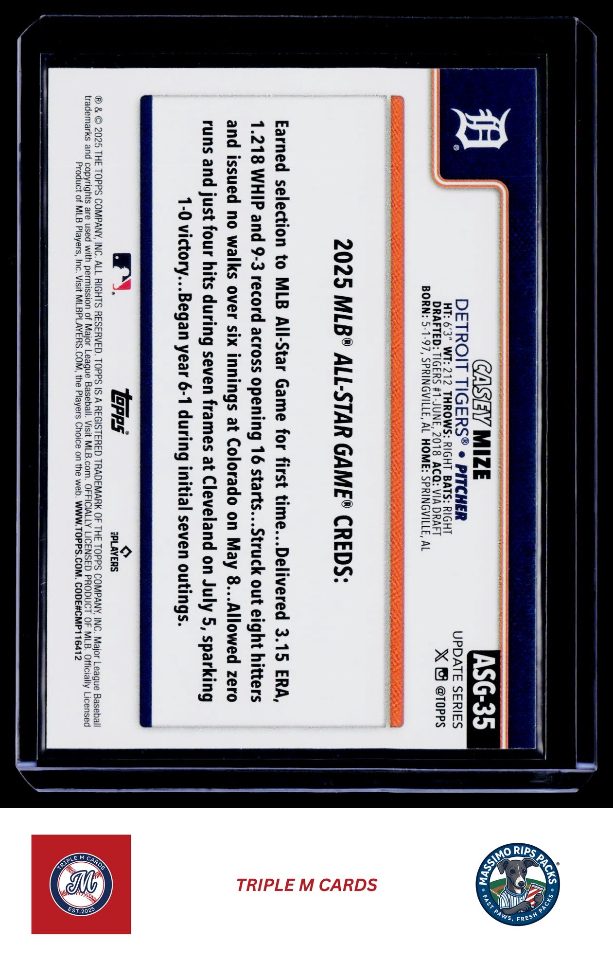 2025 Topps Update #ASG-35 Casey Mize 2025 All-Star Game