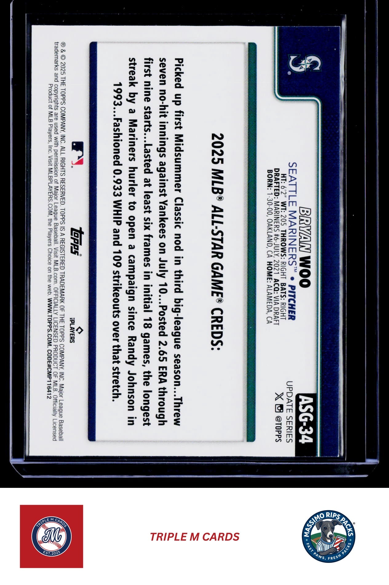 2025 Topps Update #ASG-34 Bryan Woo 2025 All-Star Game