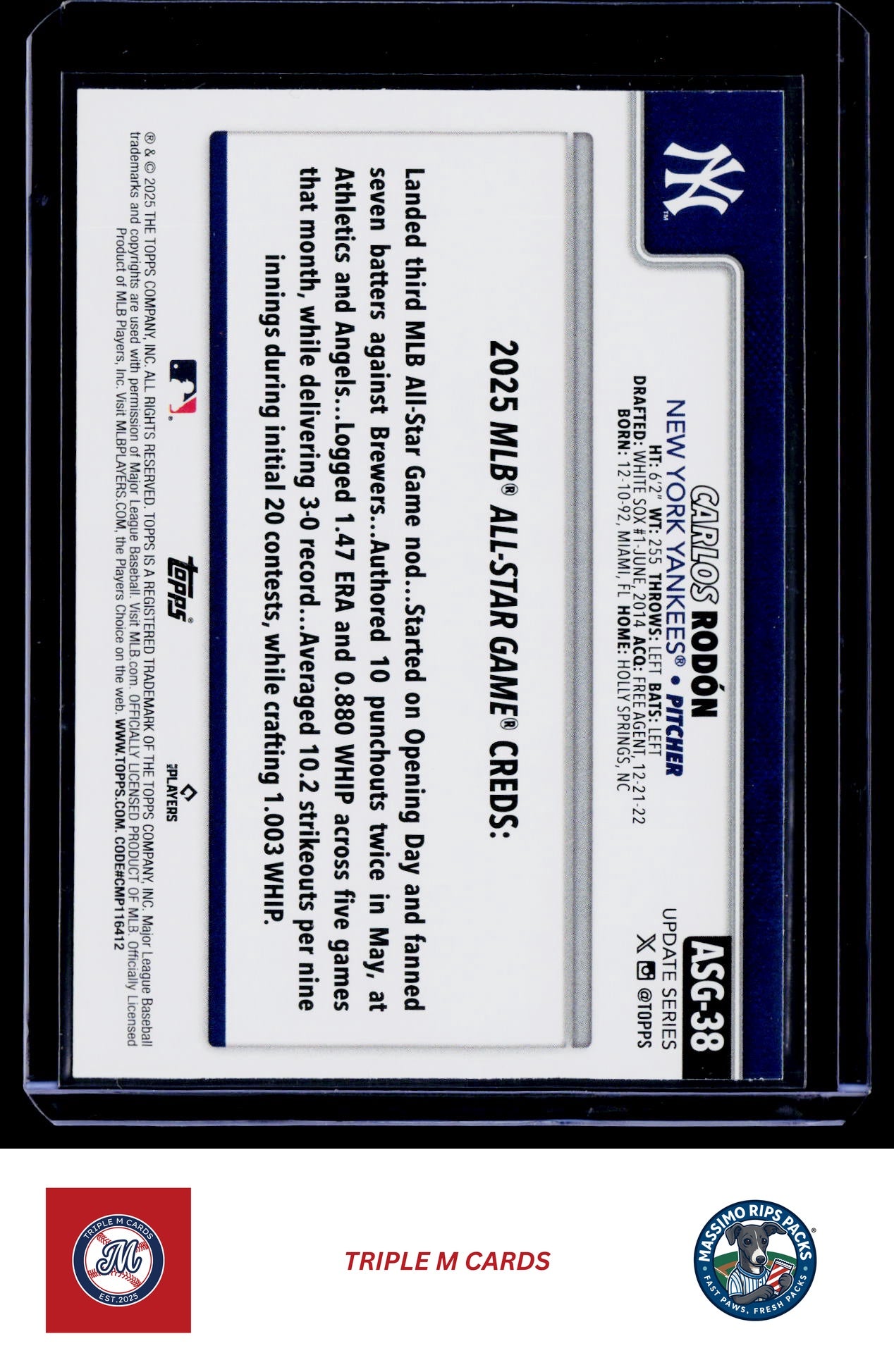 2025 Topps Update #ASG-38 Carlos Rodón 2025 All-Star Game