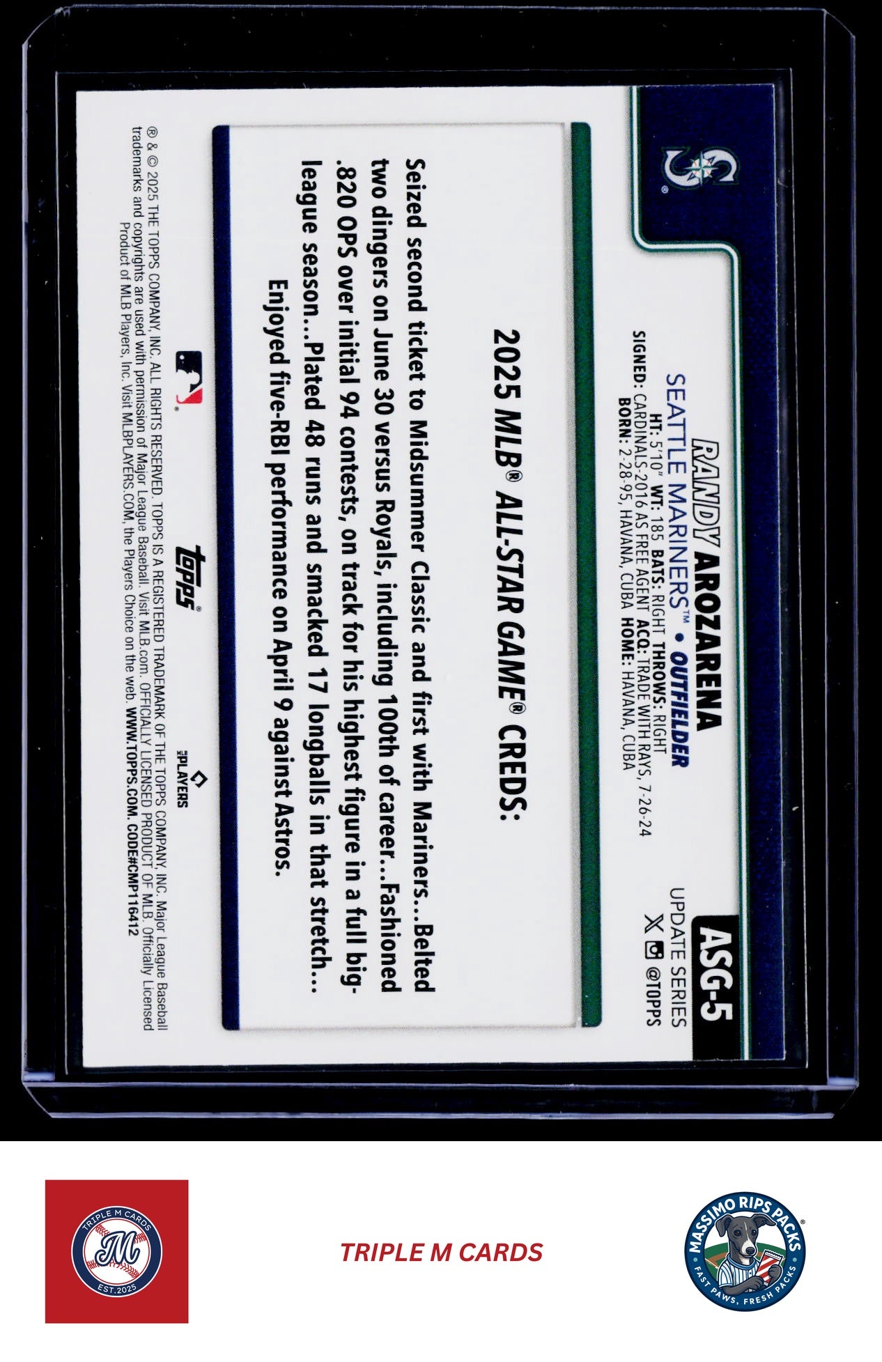 2025 Topps Update #ASG-5 Randy Arozarena 2025 All-Star Game