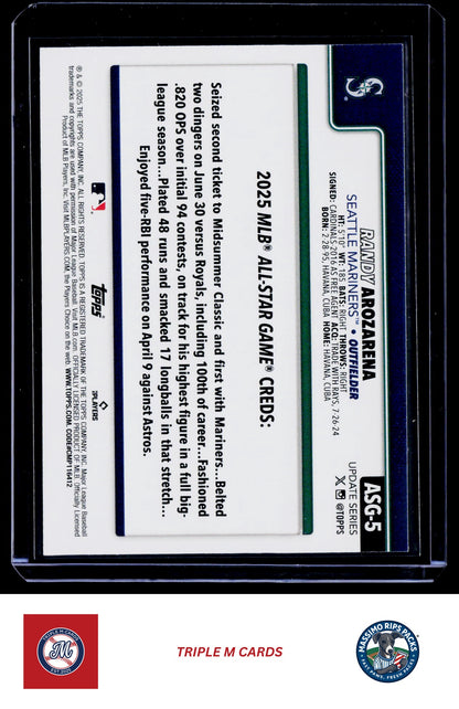 2025 Topps Update #ASG-5 Randy Arozarena 2025 All-Star Game