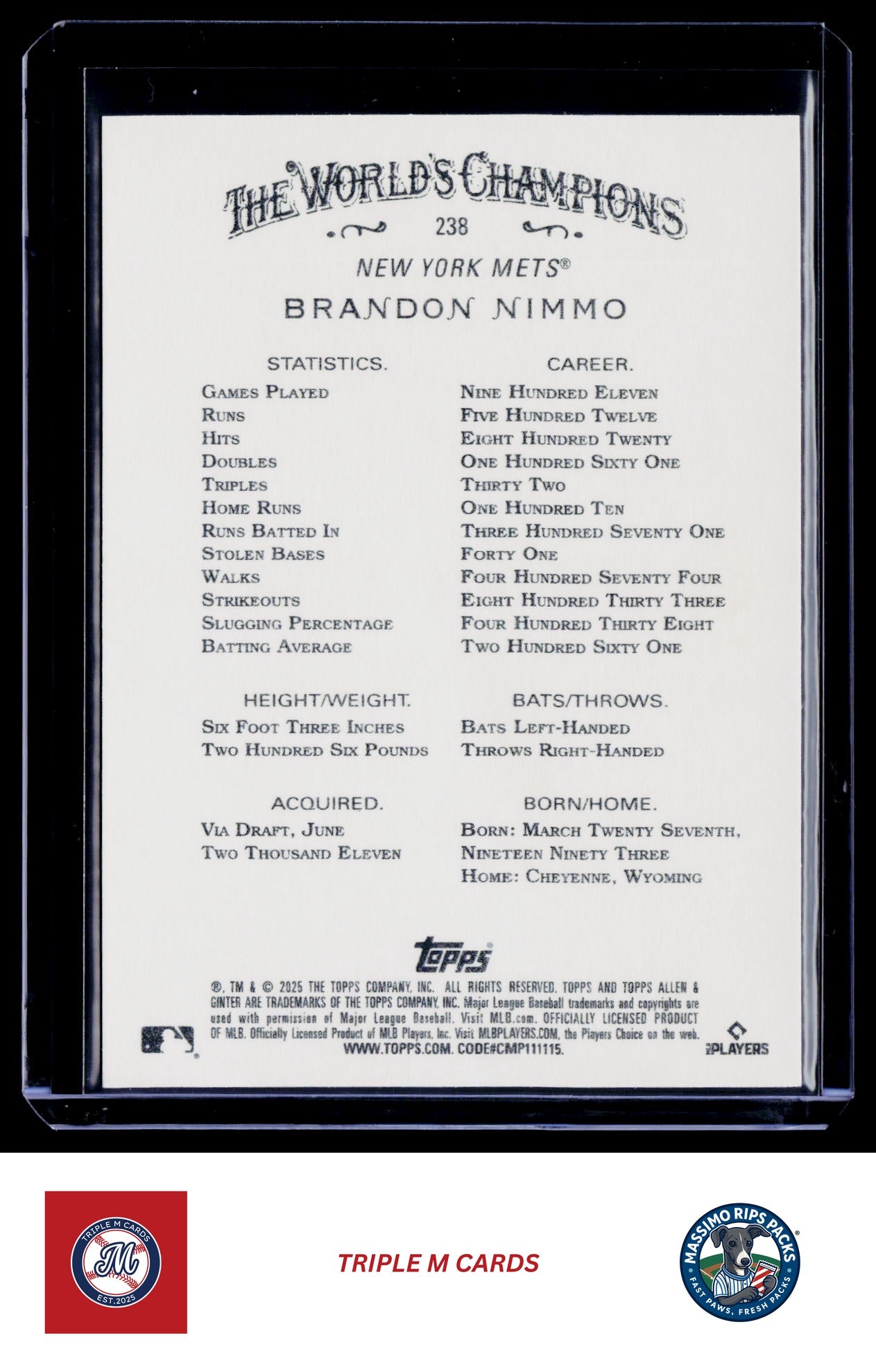 2025 Topps Allen & Ginter #238 Brandon Nimmo
