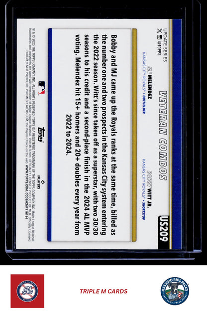 2025 Topps Update #US209 Young &amp; Hungry (MJ Melendez / Bobby Witt Jr.)