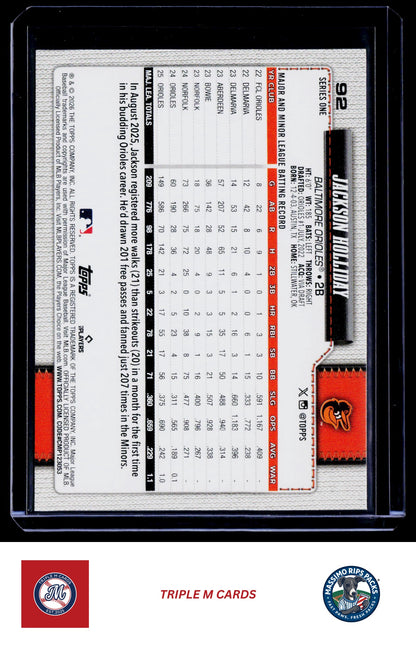 2026 Topps #92 Jackson Holliday
