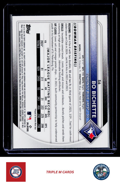 2025 Bowman Chrome #56 Bo Bichette Mojo Refractors