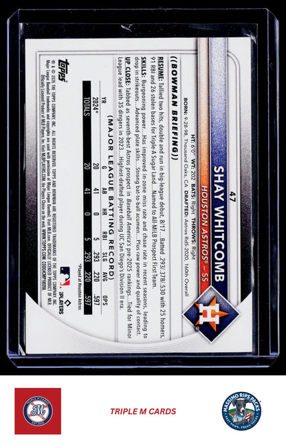 2025 Bowman #47 Shay Whitcomb