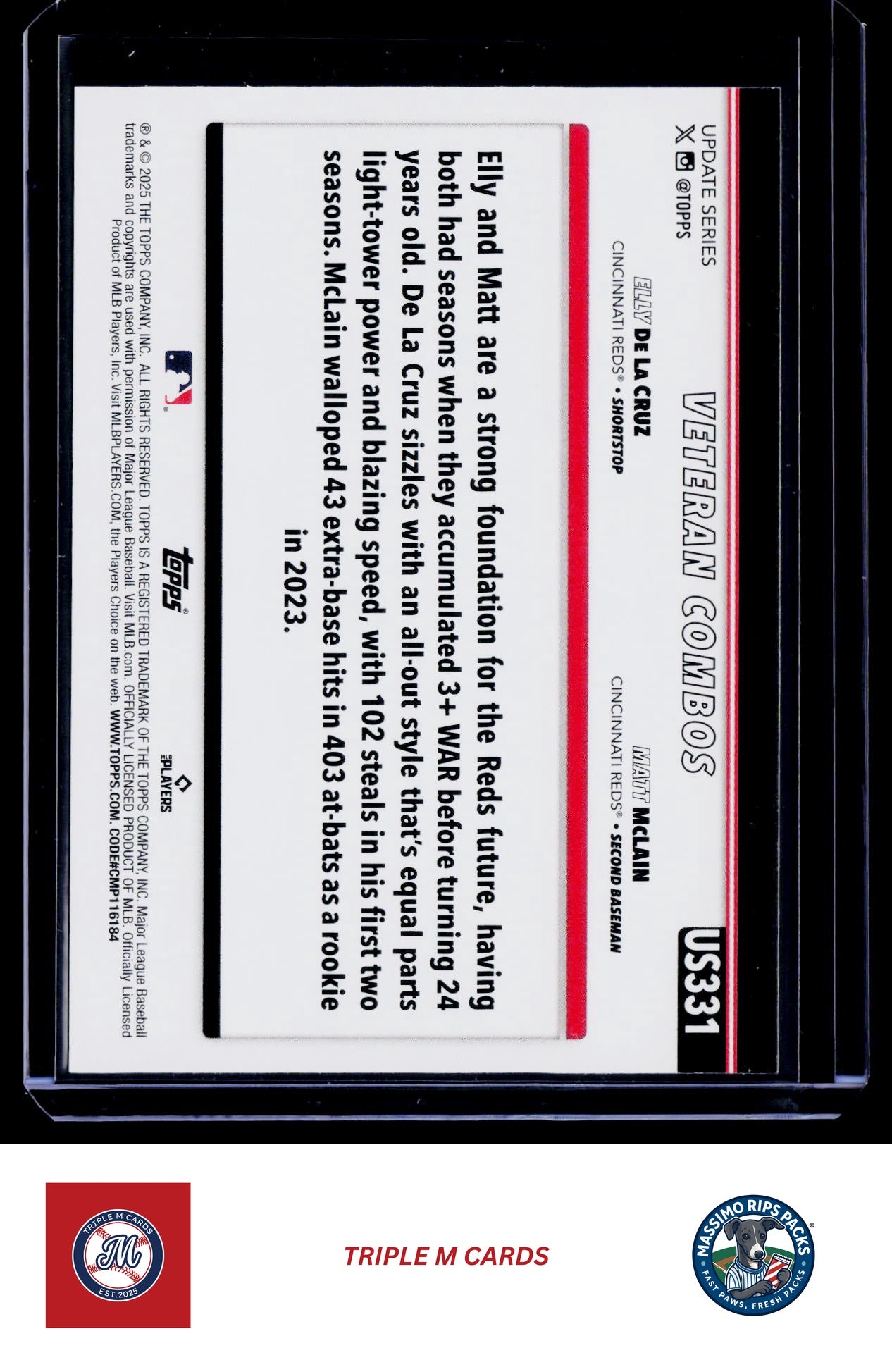 2025 Topps Update #US331 Red-Hot Risers (Elly De La Cruz / Matt McLain)