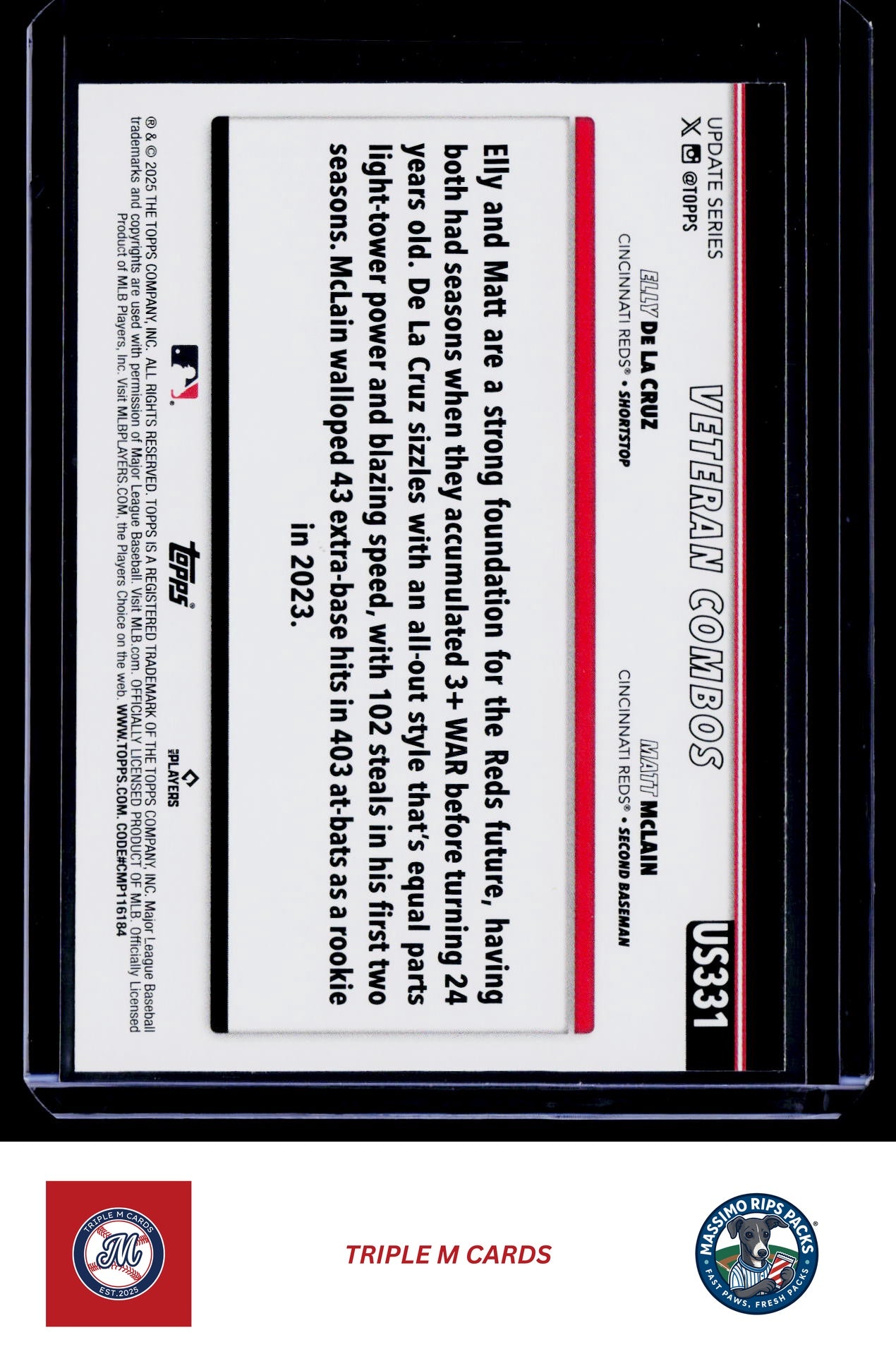 2025 Topps Update #US331 Red-Hot Risers (Elly De La Cruz / Matt McLain)