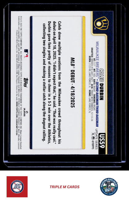 2025 Topps Update #US59 Caleb Durbin